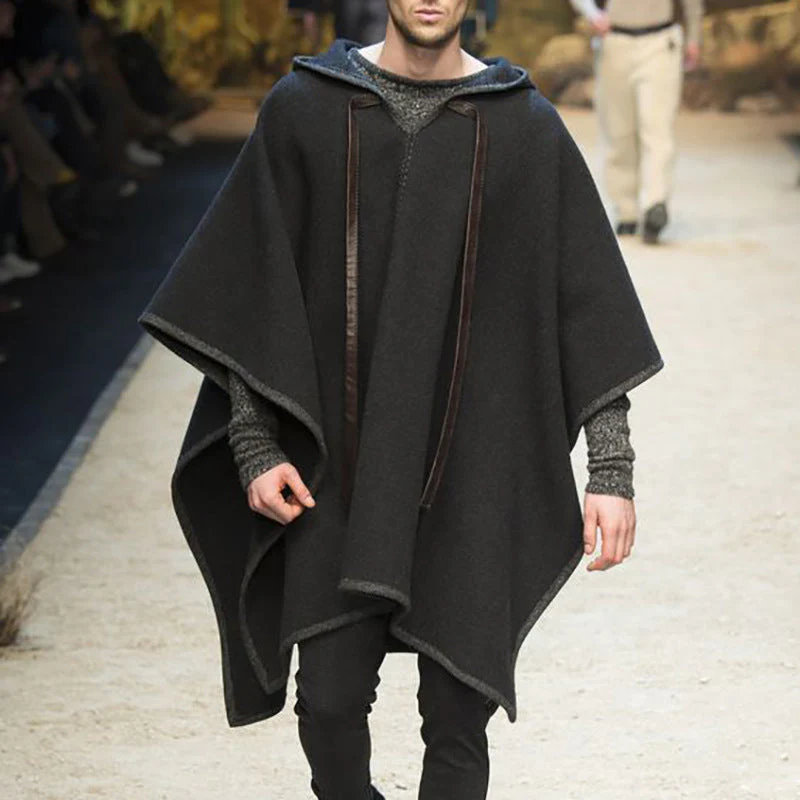 men's cape cape pullover cape woolen coat（5 colors）